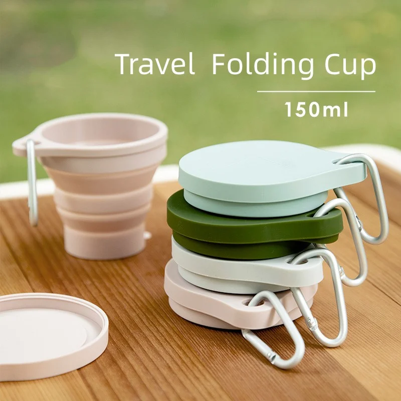 150Ml Folding Cup Retractable Silicone Portable Teacup Outdoor Travel Coffee Telescopic Drinking Mug With Buckle Vaso Plegable