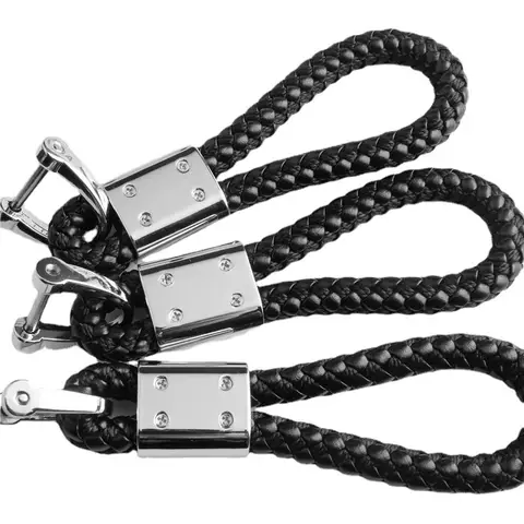 Car logo Keychain With Car Logo Metal Keychain Nylon Braided Rope Key Ring Car Key Ring For Audi For Mercedes For Benz VW Ford
