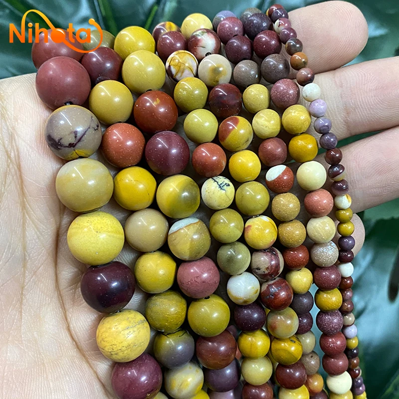 Matte Mookaite Egg Yolk Natural Stone Round Beads 4/6/8/10/12mm Handmade Earrings DIY Bracelets for Jewelry Making 15\