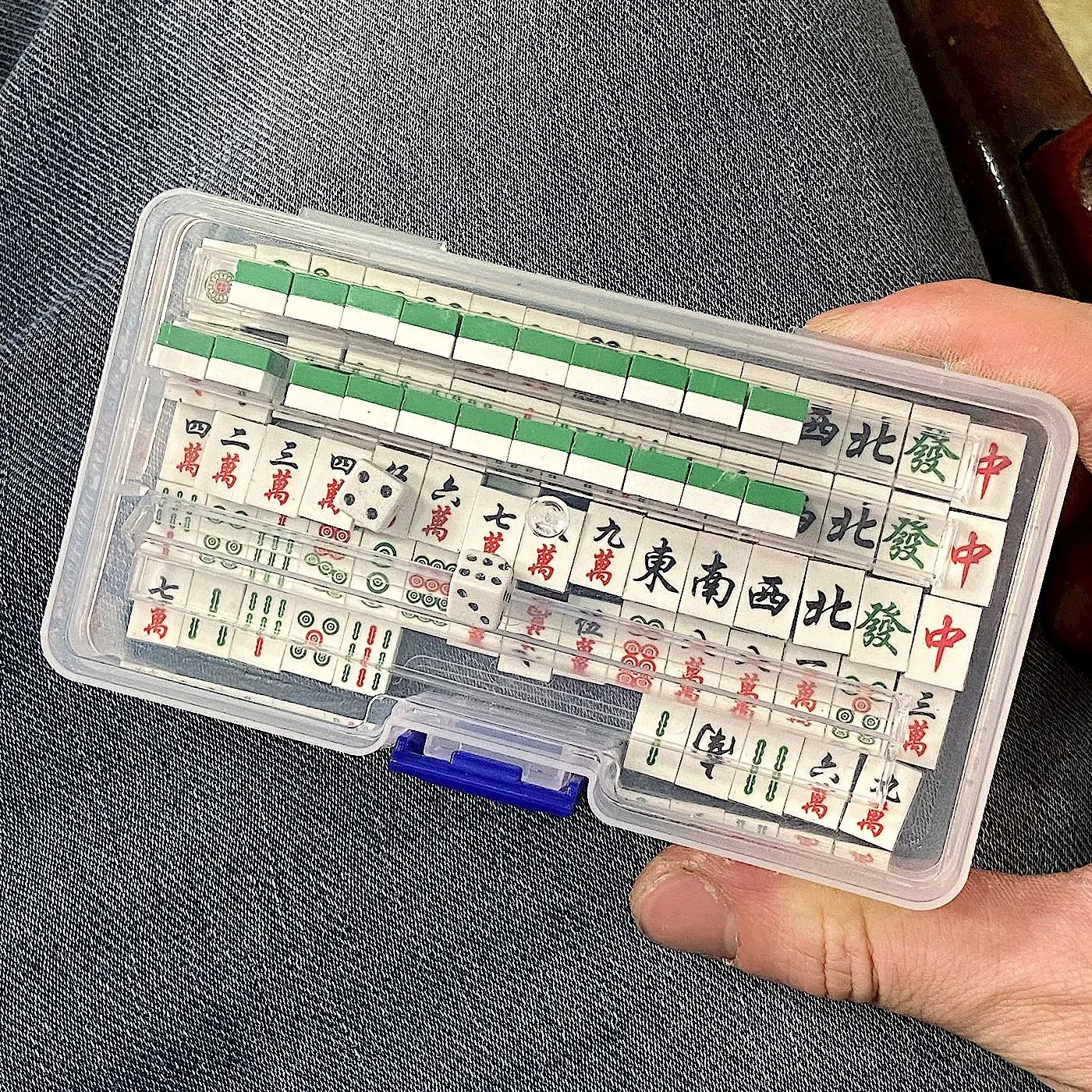 DIY Mini Chinese Mahjong Set Traditional Travel Game with Case Portable Small Mahjong for Beginner Travel Mahjong Set Doll House