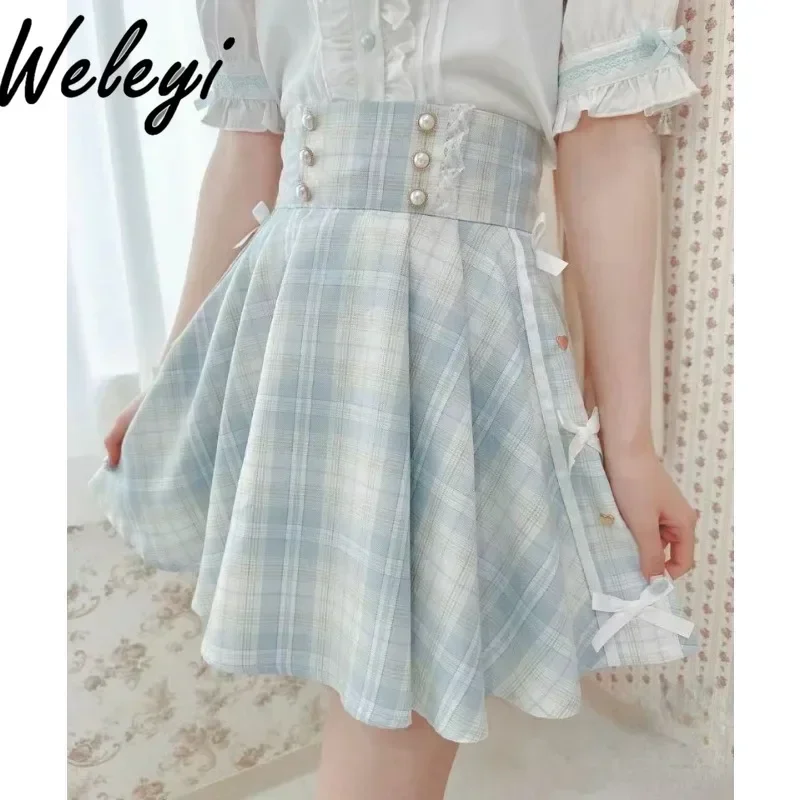 Jirai Kei Clothes Ropa De Mujer Tie Bow Shirts Kawaii Tops Y2k Skirt Summer New in Japanese Fashion Love Student Jk Uniform Suit