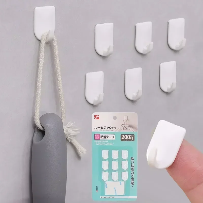 45/9pcs Mini Self Adhesive Hooks Bathroom Kitchen Door Glass Hanging Holder No Damage Wall Hanger Sticky Hook Home Organization