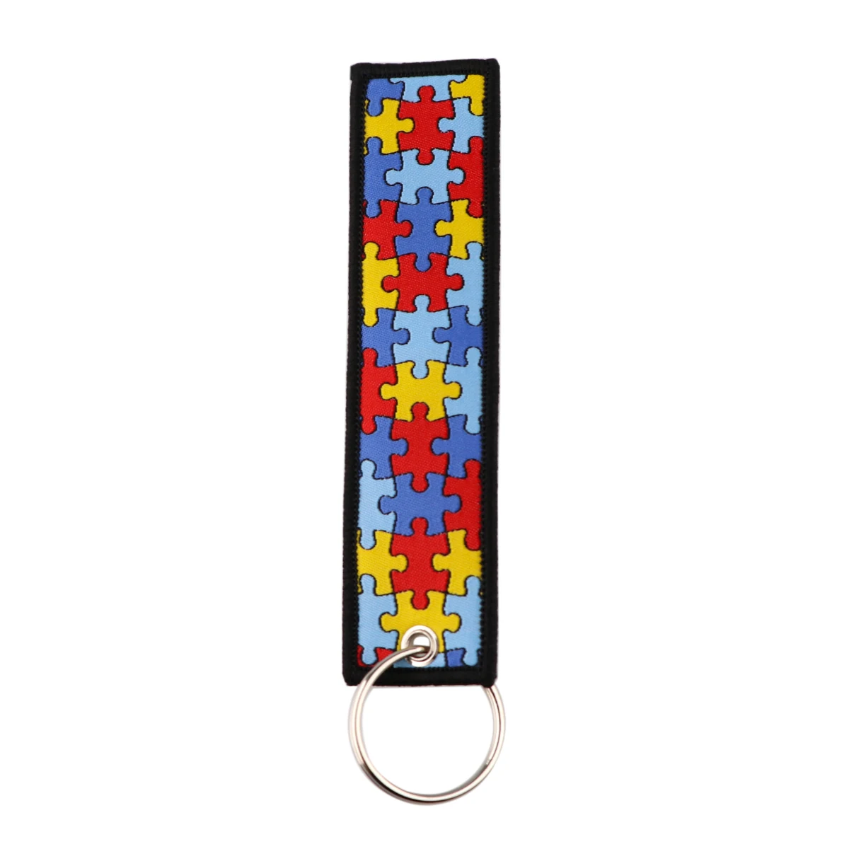 Autism Awareness puzzle Key Tag Embroidered Keychain Key Fobs for Motorcycles Cars Backpack Chaveiro Keychain Fashion Key Ring