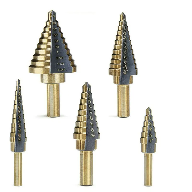

5Piece/Set HSS 4241 Step Drill Set Tools Step Cone Drill Bit Hole Opener Metal Drilling Tool for Metal Wood