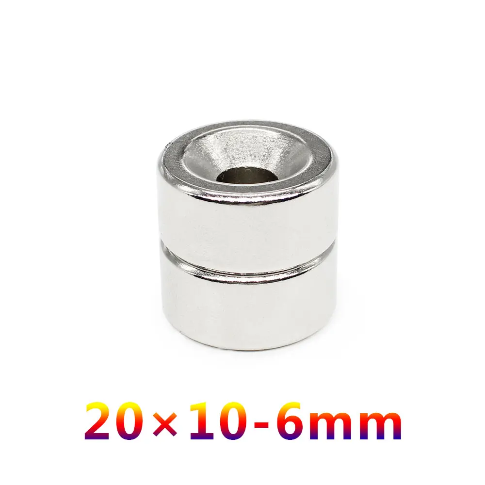 2/5/10/15/20PCS 20x10-6 Disc Rare Earth Neodymium Magnet 20*10 mm Hole 6mm Countersunk Round Magnets Strong N35 20*10-6