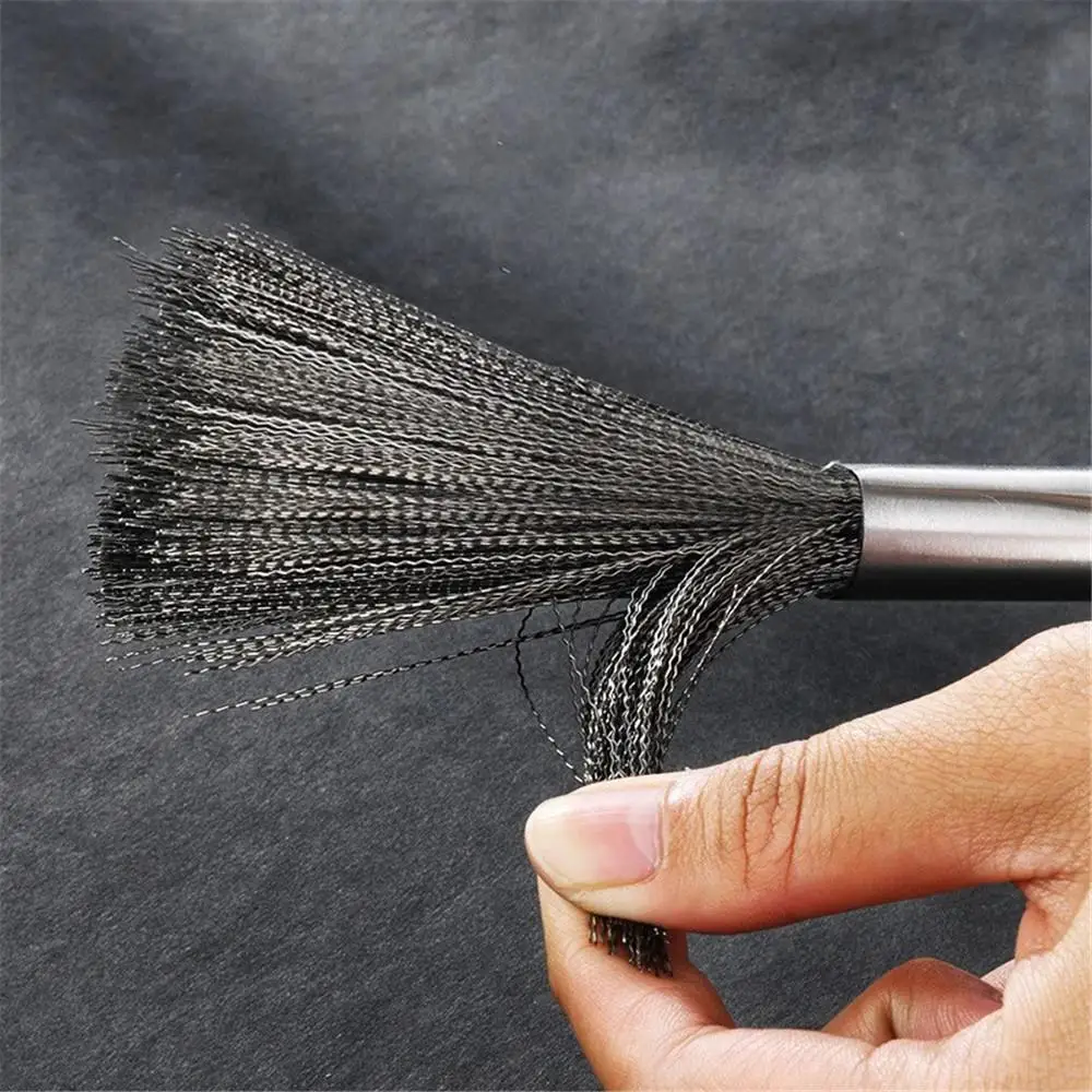 Stainless Steel Pot Brush Washing Pot Artifact Kitchen Canteen Utensils Special Cleaning Brush Wire Long Handle Dishwasher Brush