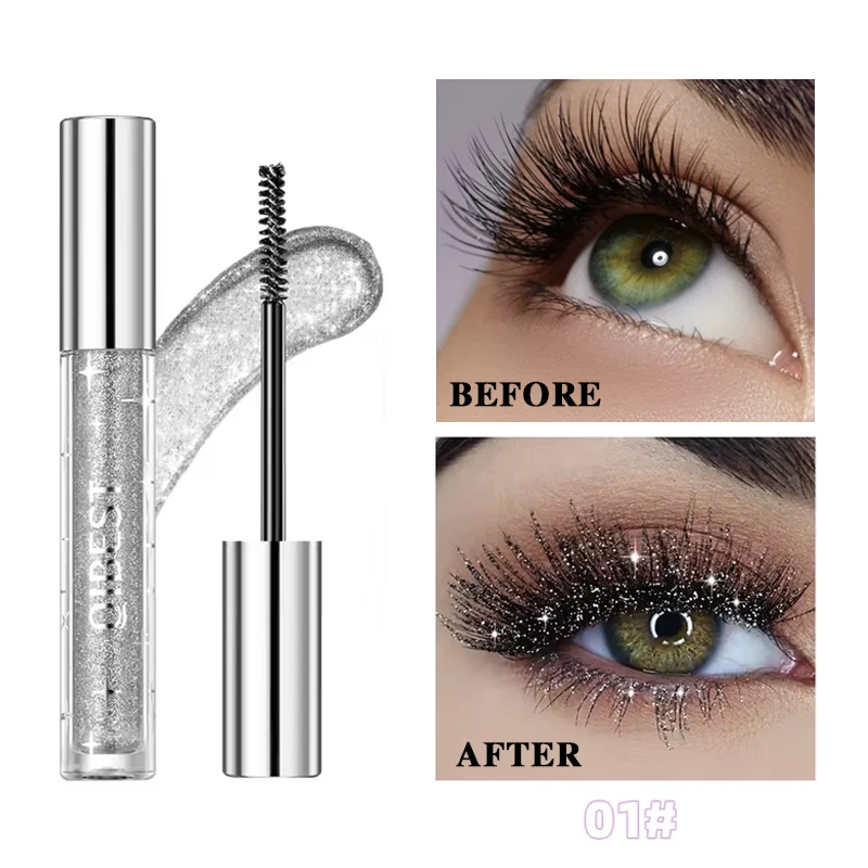 Mascara Diamond Glitter Mascara per ciglia con estensione arricciante impermeabile a lunga durata Mascara ad asciugatura rapida Cosmetico per trucco femminile.