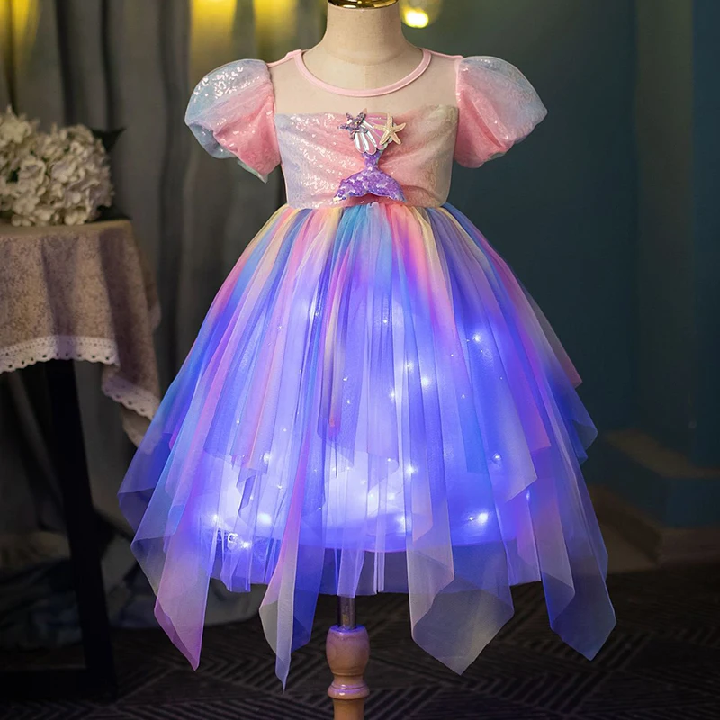 Halloween Dress for Girls LED Glowing Dress New Kids Birthday Party Princess Dress Halloween costume girl Cosplay Dress