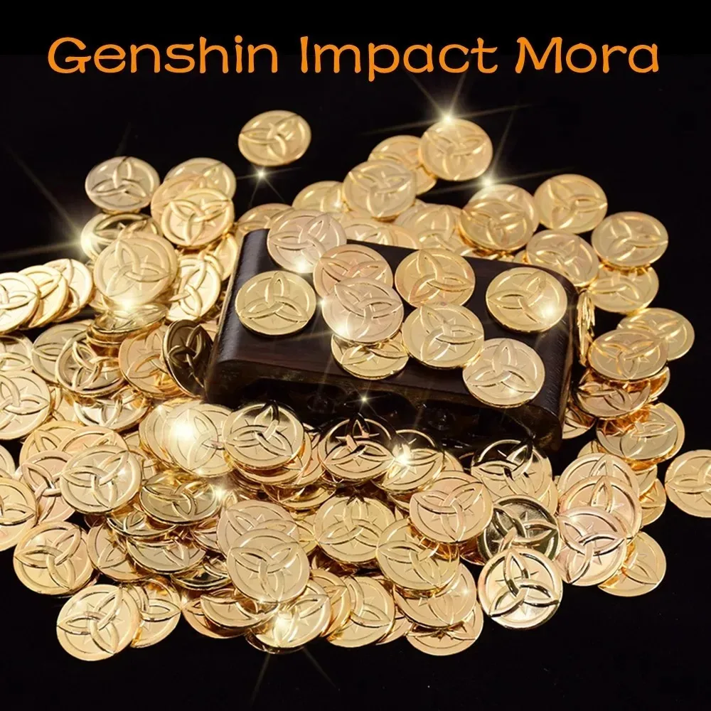 10Pcs Genshin Impact Mora Metal Zinc Alloy Gold Coins Game Coins Collection Coins Morax Cosplay Props Accessories