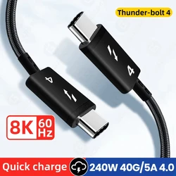 Thunder-bolt 4 USB C-유형 C 케이블 USB4 40Gbps USB-C 데이터 케이블 PD 240W Macbook Pro iPad용 고속 충전 유형-c 충전 라인