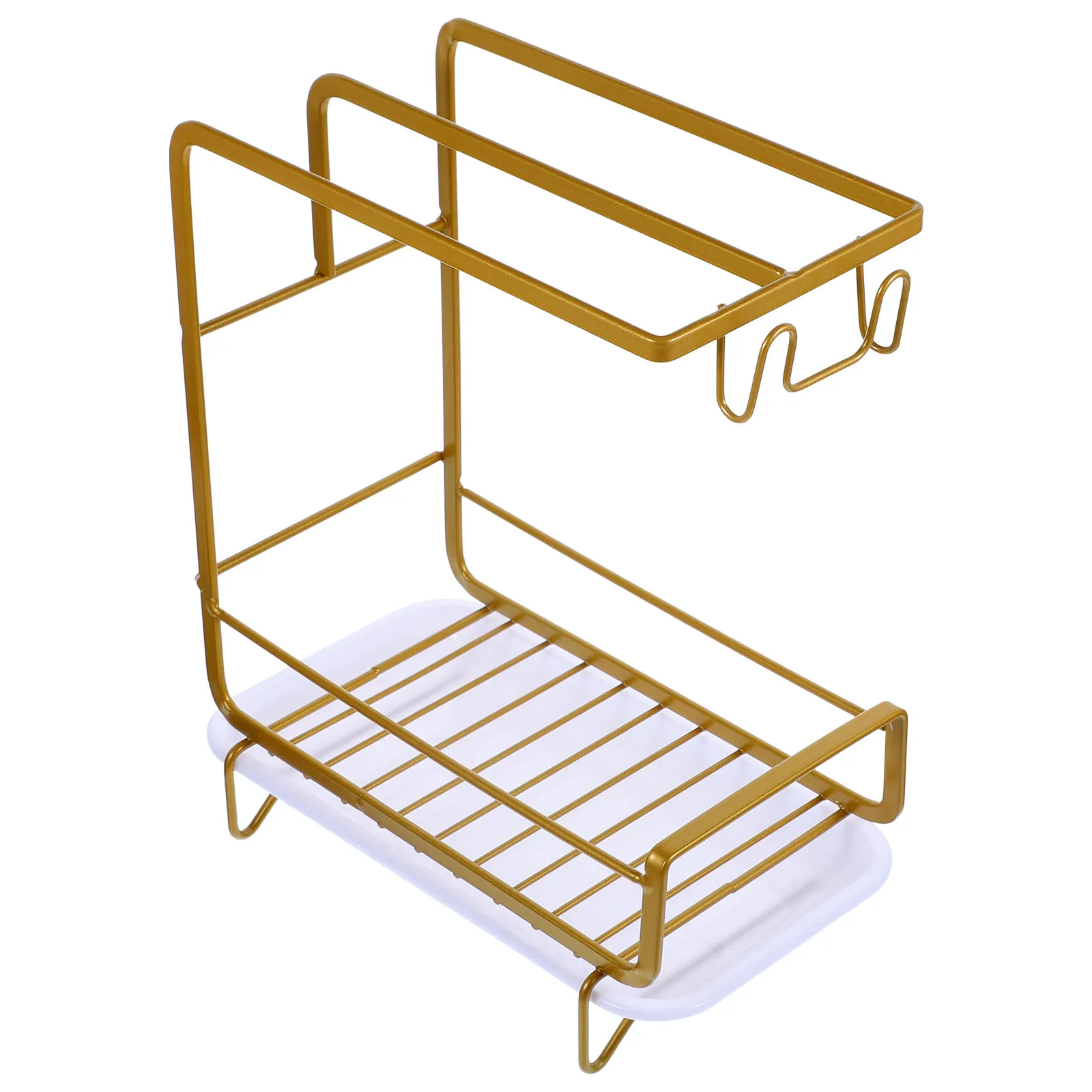 

1 set Kitchen Storage Rack Sponge Holder Drain Shelf Dishcloth Stand PP Material Hollow Bottom Lightweight Portable countertop