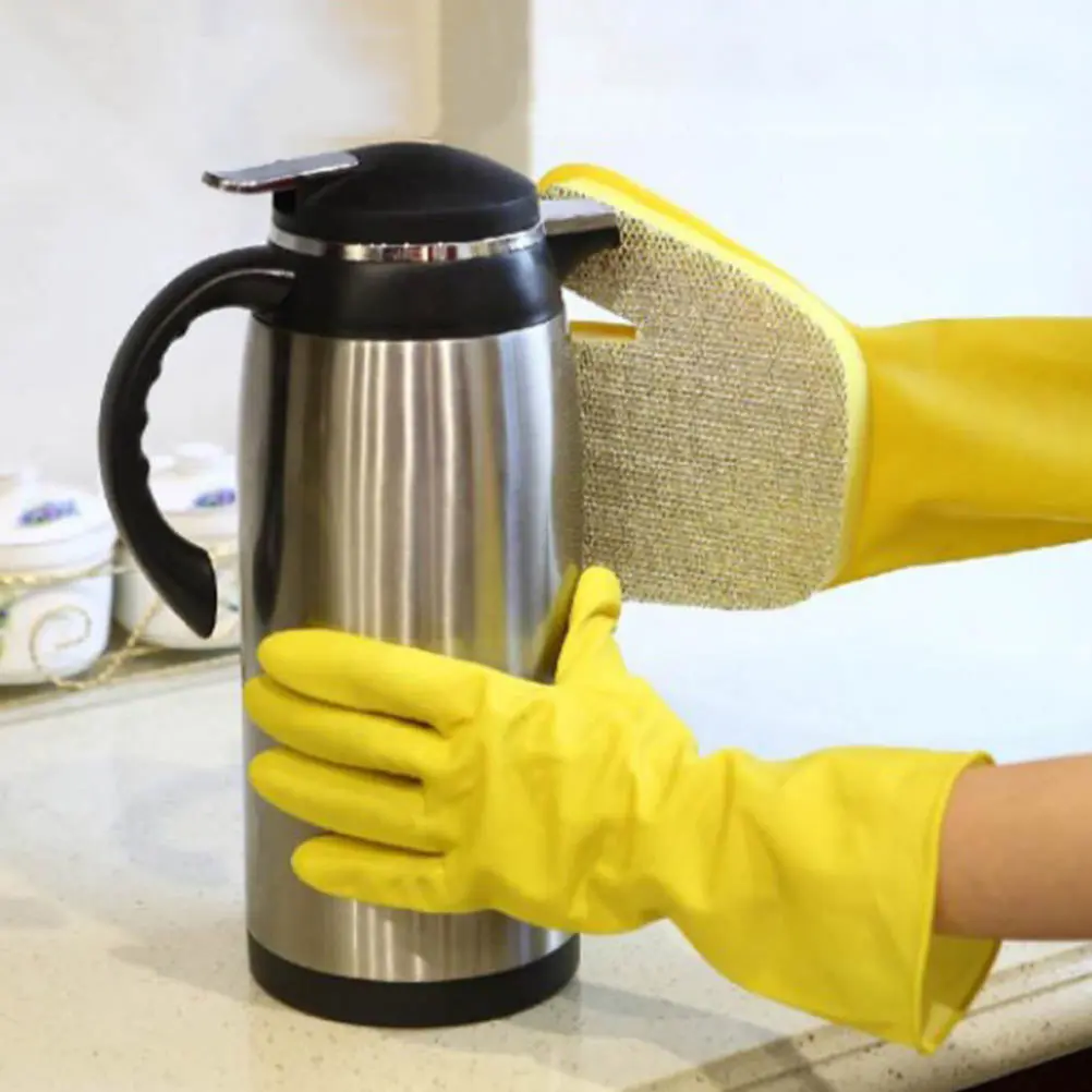 

Многоразовые водонепроницаемые перчатки для мытья посуды, 1 шт., для кухни, домашних работ, маслостойкие, для чистки, хозяйственная перчатка-скраб