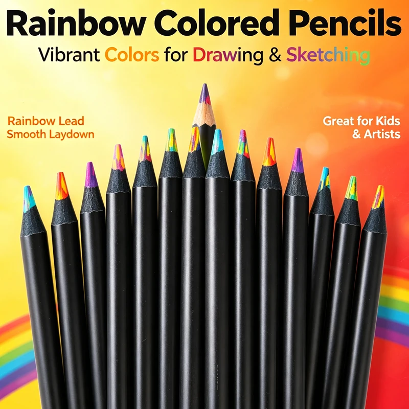 8/16/24Pcs Large Rainbow Pencils Set In Different Colors Wooden Colored Rainbow Pencils for Multicolored Pencils for Drawing