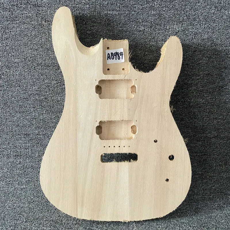 AB984  St Guitar Body No Paints Solid Basswood with 2 Humbucker Pickups Right Hand DIY Guitar Parts for Replace