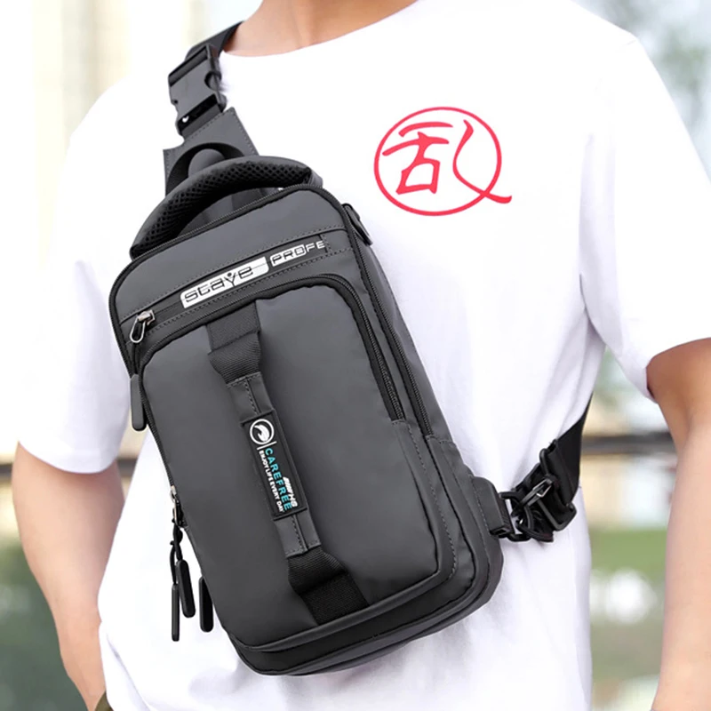 Men Cross body Chest Bag Backpack With USB Charging Port Multi-Functional Male Nylon Sling Rucksack Messenger Shoulder Bags