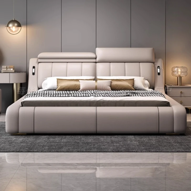 

Luxury Double Bed Queen Modern Minimalist Storage Space Bed Nordic Unique Sleeping Camas De Dormitorio Bedroom Furniture