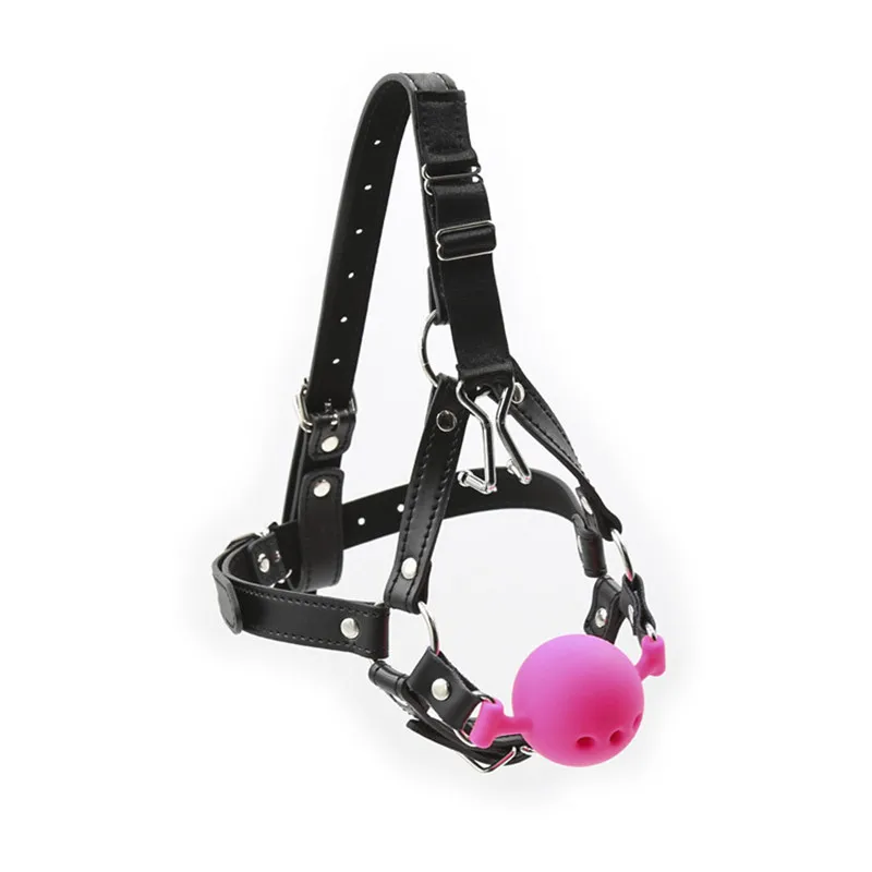 BDSM PU Leather Belt Silicone Ball Open Mouth Gag Cosplay Bondage Restraints Adult Slave Fetishism Sex Toys For Adults Drooling