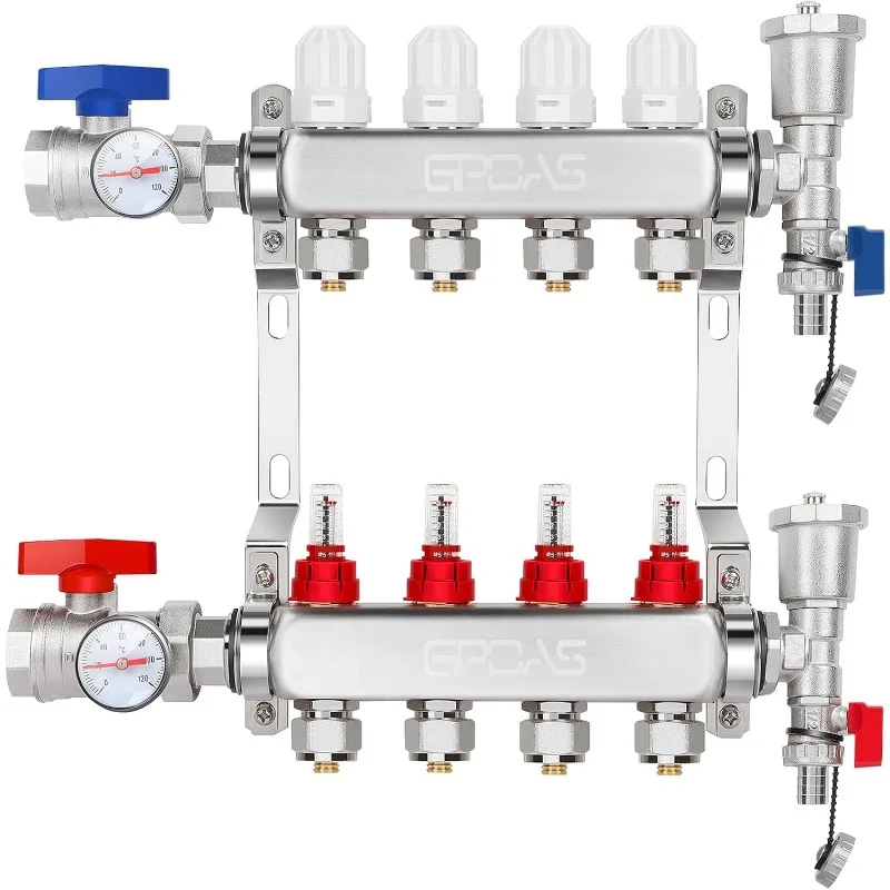 8 Prong Radiant Floor Heating Manifold PEX Pipe Heating Water Heating Manifold