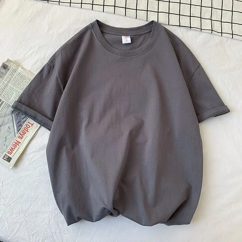 100% Baumwolle Kurzarm-T-Shirt für Männer und Frauen, Sommermode, einfarbig, schlicht, O-Ausschnitt, lockere, lässige Basic-Shortsleeve-Bluse. – Detail 19