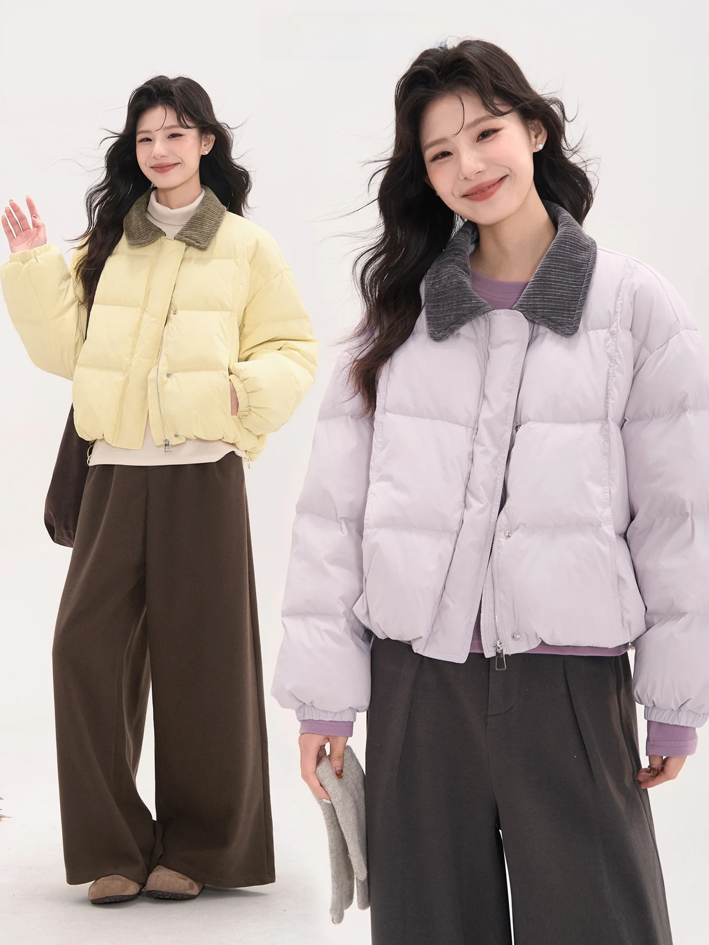 

Зимняя женская стеганая куртка из вельвета Heme с узором в клетку, отложным воротником, повседневная, с наполнителем из пуха