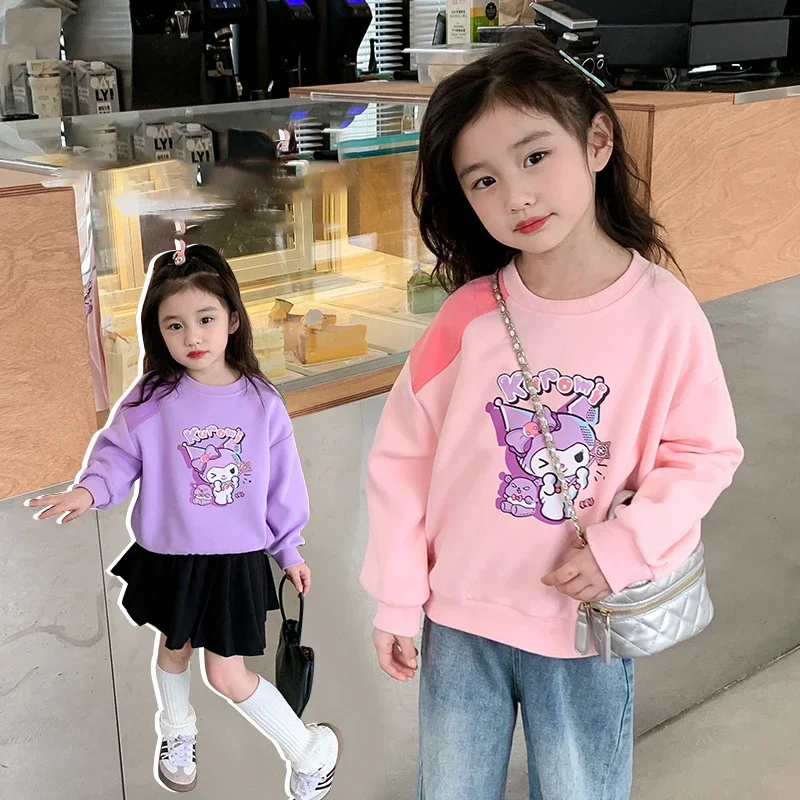 

Sanrio Kawaii Anime Autumn Kuromi Children Base Shirt Cute Sweet Hoodie Cartoon Fallow Long Sleeve Top Lovely Gifts for Girls