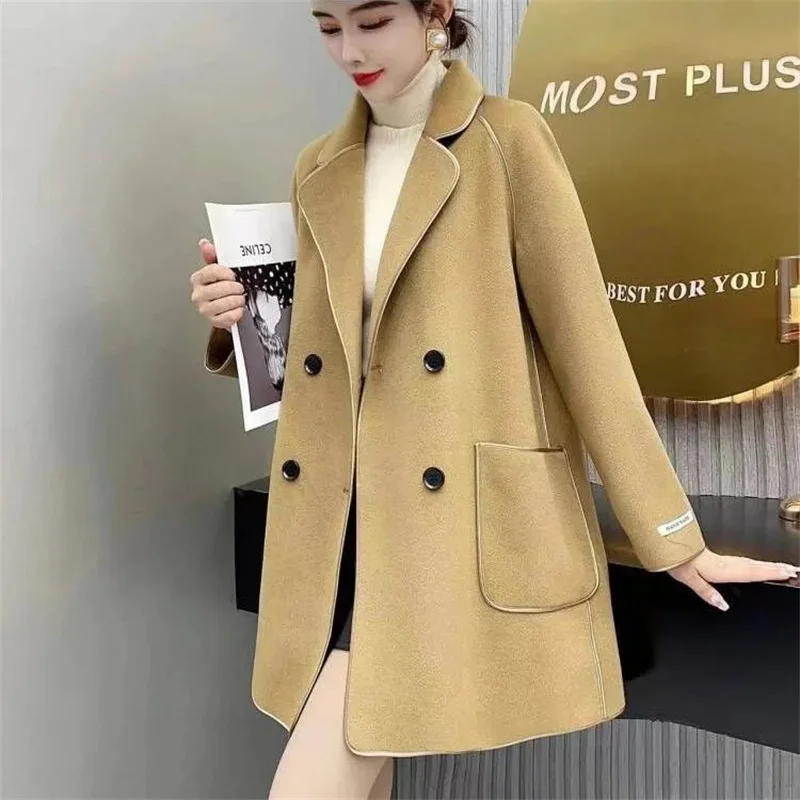 Cappotto di peluche a doppia faccia donna autunno inverno 2023 nuova moda bottoni doppiopetto stile straniero cappotto di lana femminile Outwear