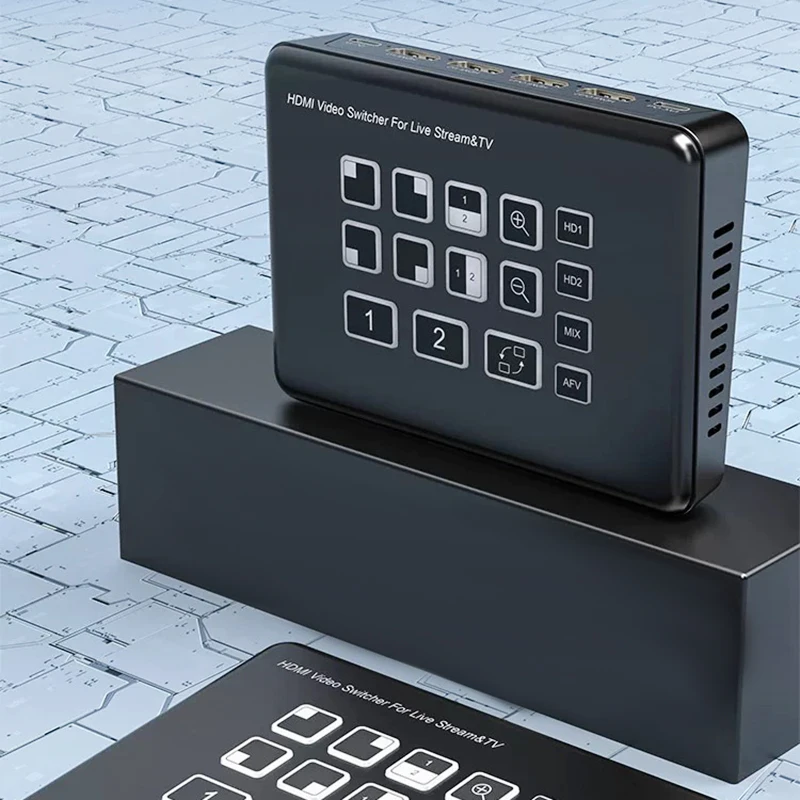 HDMI-Compatible Video Capture Card Switcher Multi-Camera Mixer for Live Streaming Recording