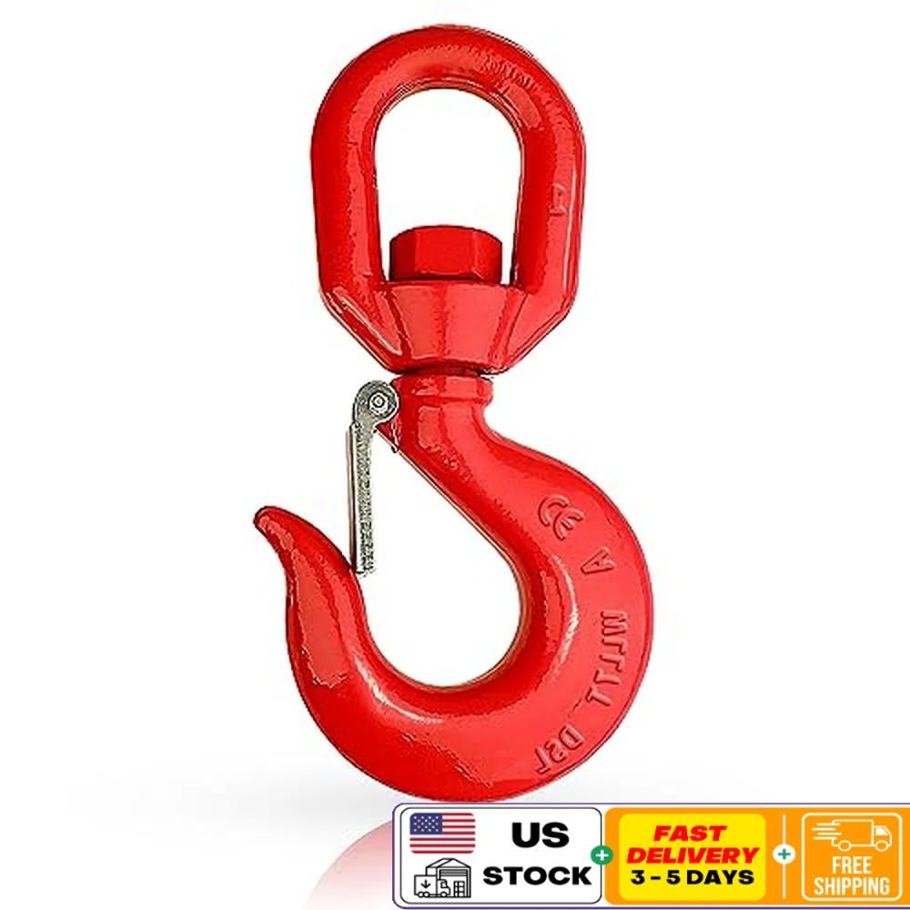 Heavy Duty 7 Ton G80 Grade Swivel Lifting Hook with Safety Latch Rigging Crane Hoist Hook 360 Degree Rotation 15432 lbs Capacity