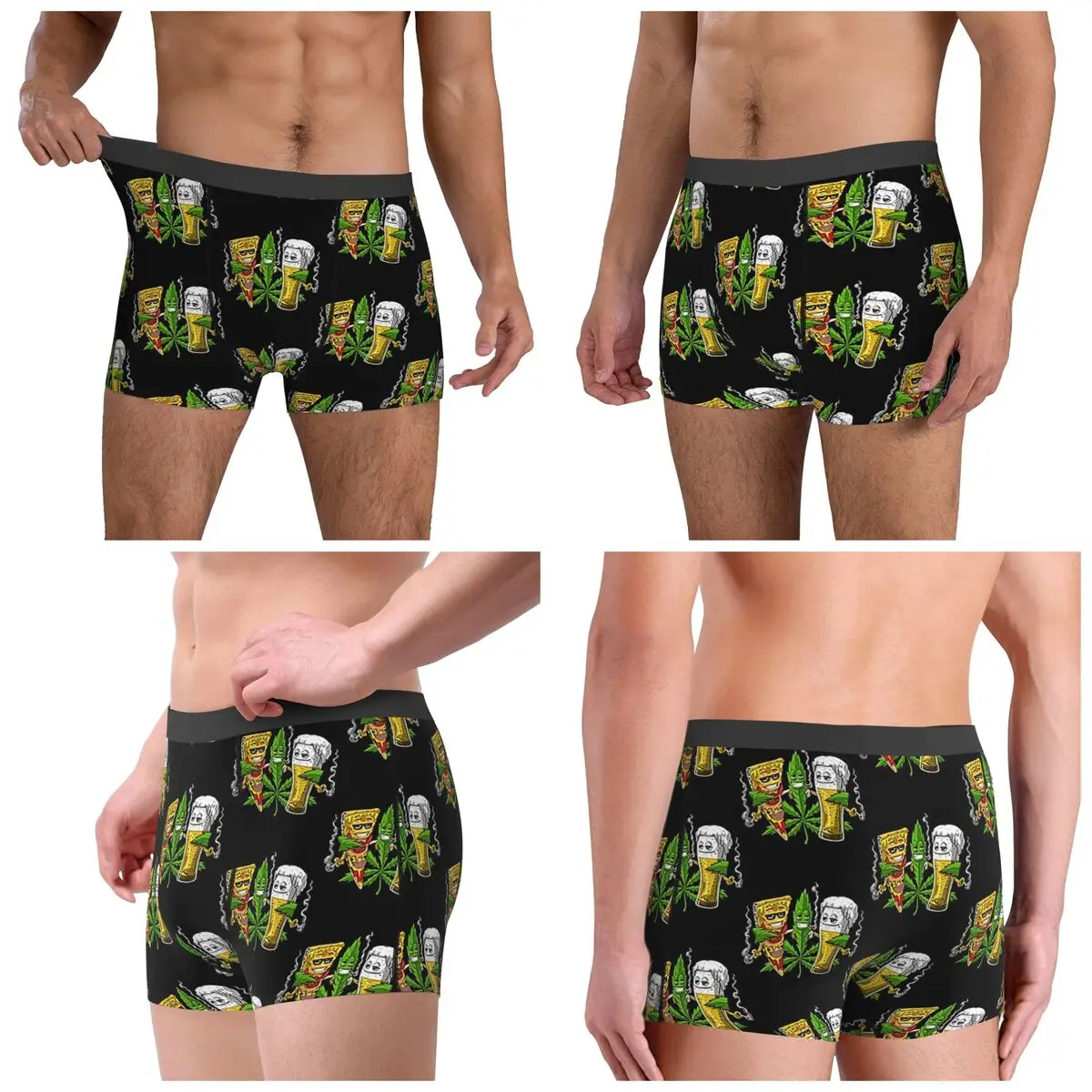 Boxer Underpants Shorts Weed Beer Pizza Party Panties Men Soft Underwear for Homme Man Boyfriend Gifts