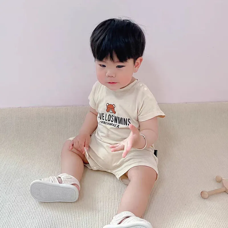 Cute Bear Print Baby Romper Summer Babies Clothes Cotton Girl Boy Bodysuit Cartoon Short Sleeve Jumpsuit Infant One Piece Outfit