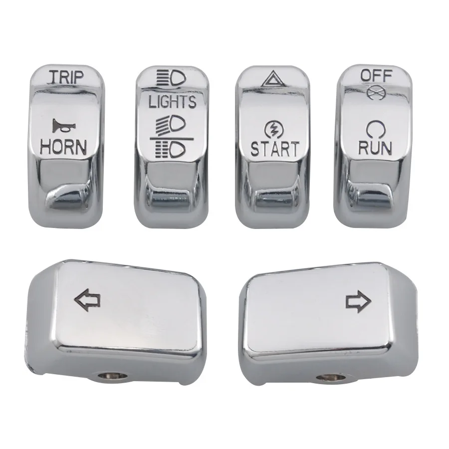 6pcs Motorcycle Hand Control Switch Cover Button Caps For Harley 2014-up Dyna Softai