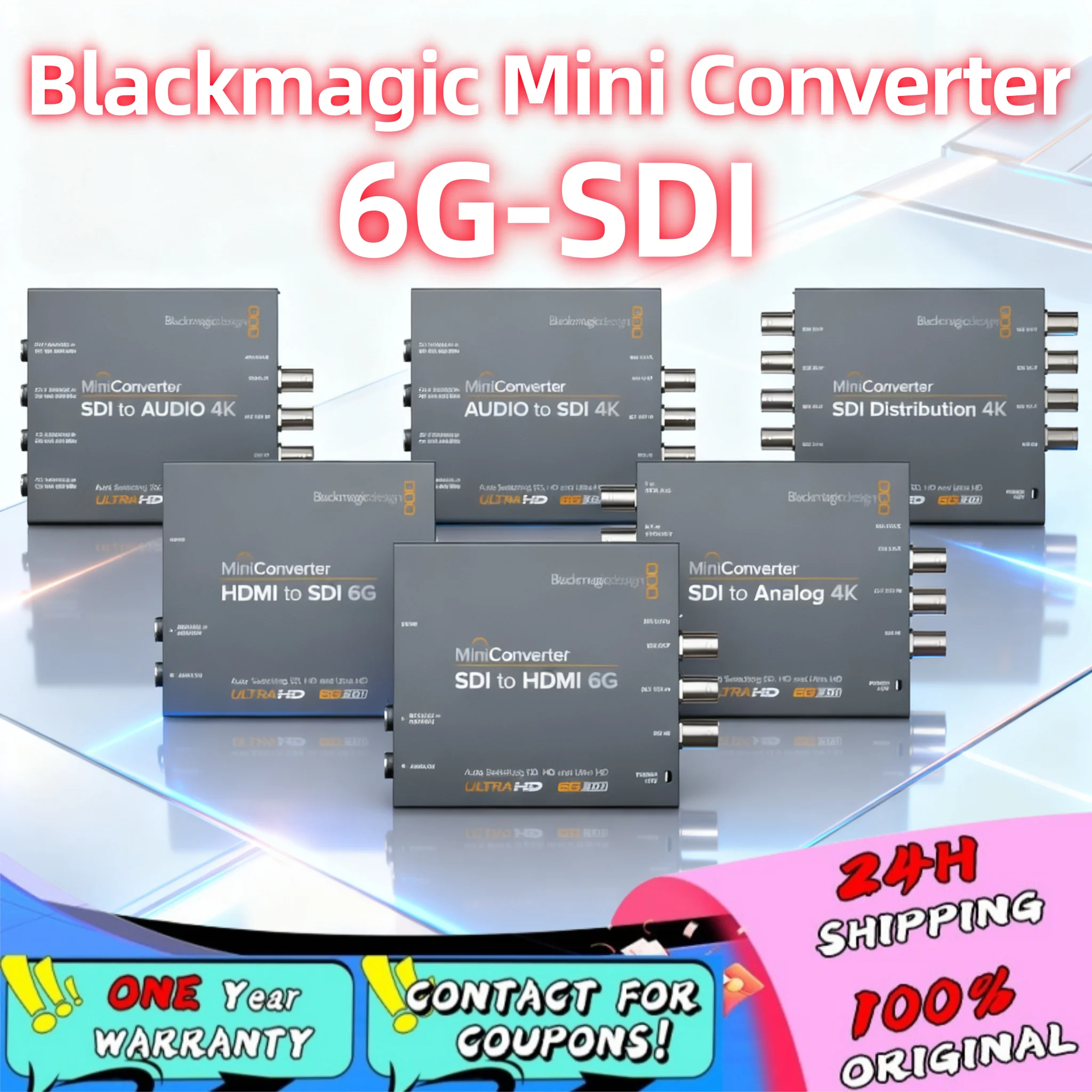 Blackmagic Design 6G-SDI Mini Converter Series 6G/SDI إلى الصوت/التناظري/التوزيع/UpDownCross HD/HDMI 6G/الألياف الضوئية