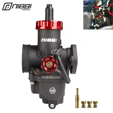 NIBBI PE Flange Racing Carburetor PEZ 30mm Carb with Power Jet Fit Yamaha Motocross Suzuki KTM 250cc-300cc Dirt Bike Motorcycle
