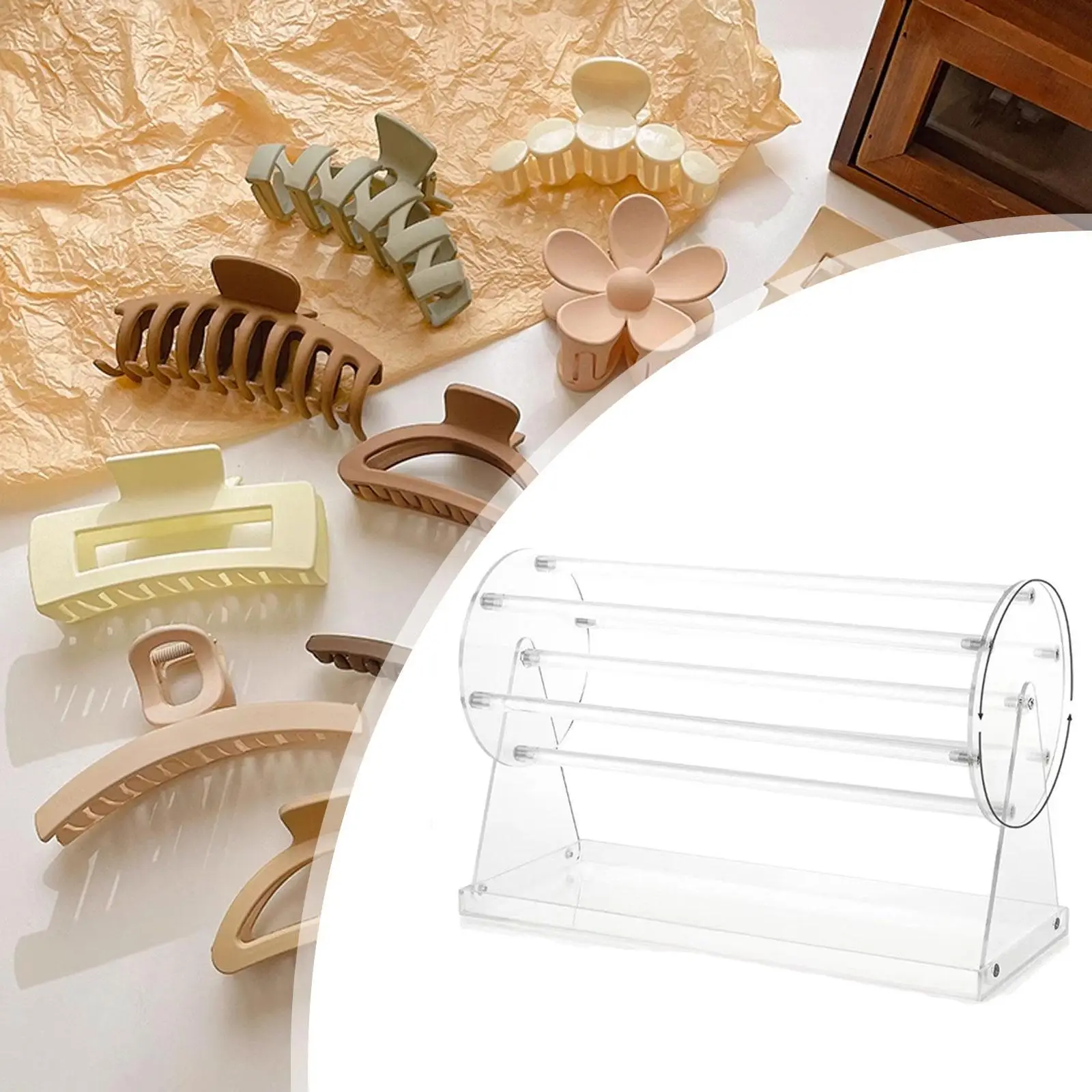 

Органайзер для заколок для волос, акриловый вращающийся на 360 градусов подставка для женщин