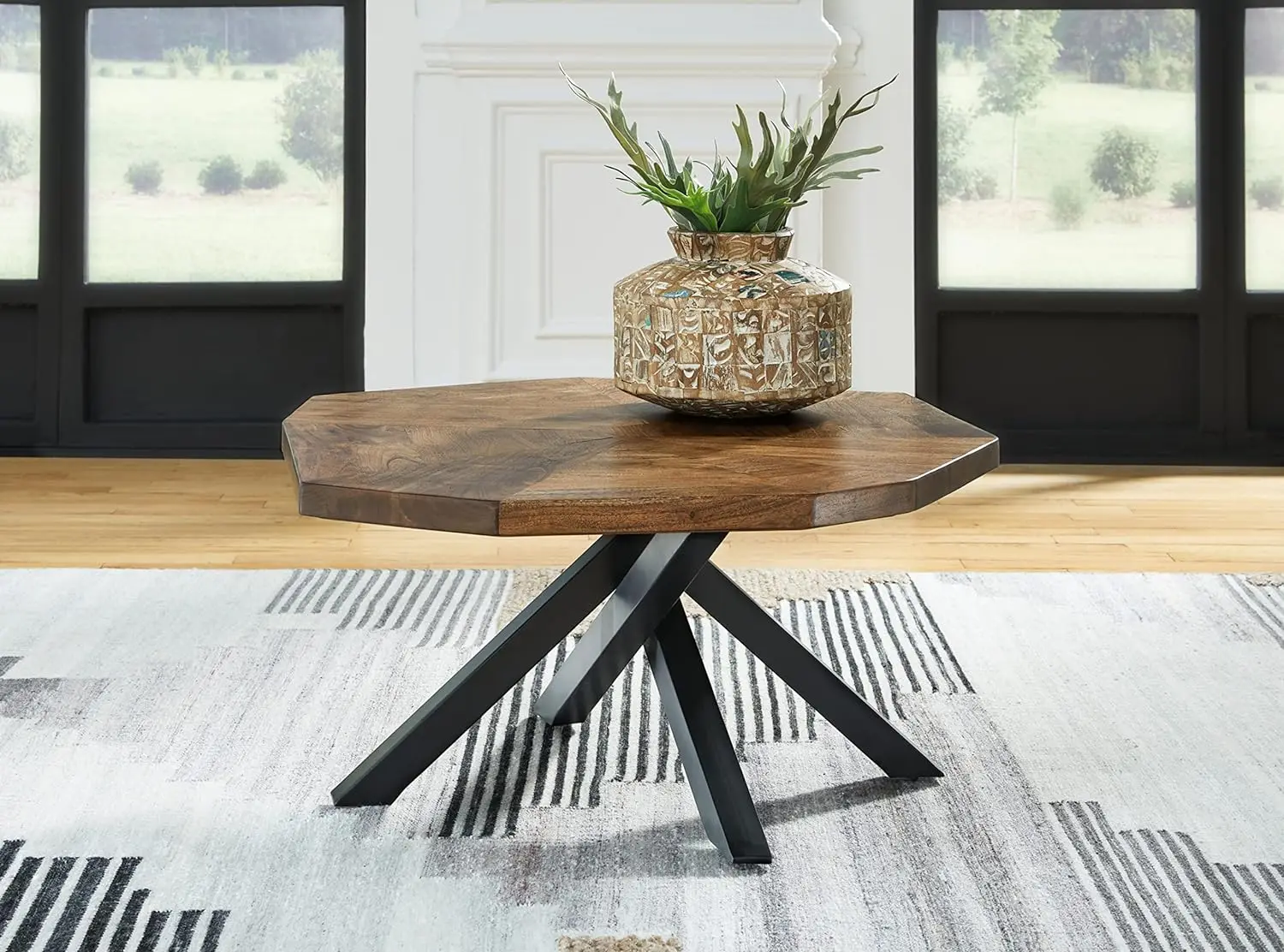 ary Oval Coffee Table, Brown & Black