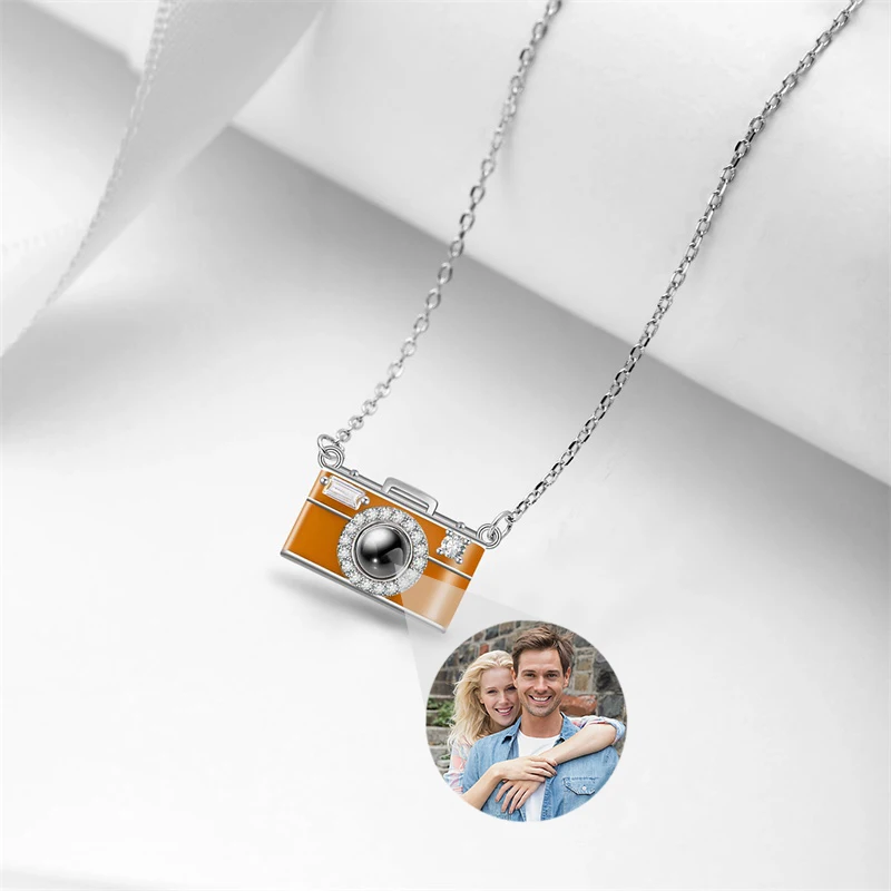 Personalisierte Foto-Kamera-Halskette mit Bildprojektion, Individuelle Foto-Halsketten, Schmuckgeschenke für Frauen und Liebhaber – Detail 6