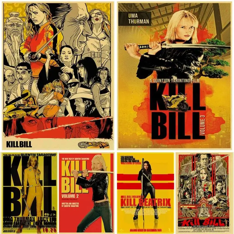 Exclusive Offer Buy Three Get One Free! Vintage American Movie Kill Bill Poster. Ideal for Cafe, Small Living Room, Tavern