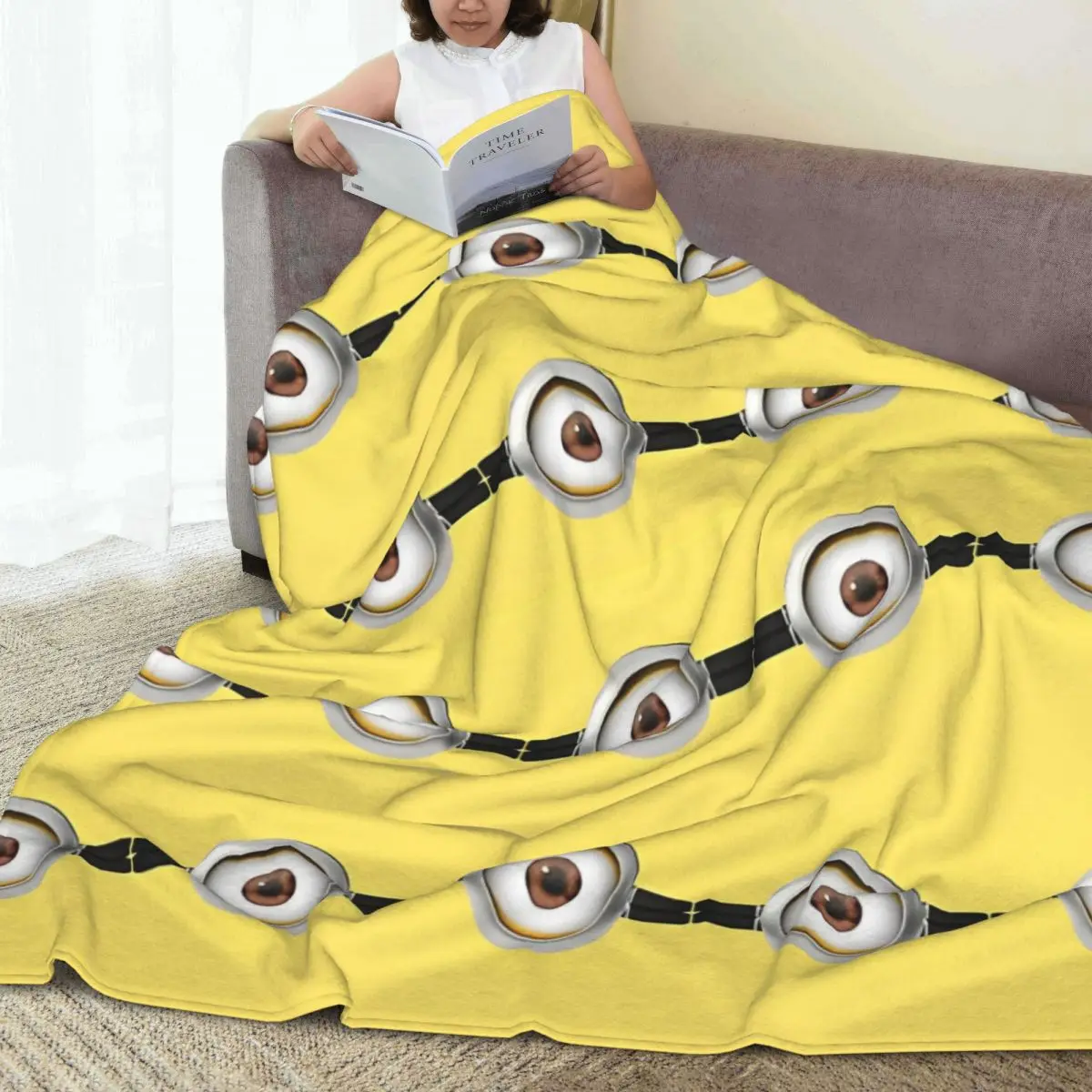 Minions Carl Face Blanket Warm Funny Plush Throw Blanket For Couch Bed Airplane Travel Flannel Bedspread Bed Cover