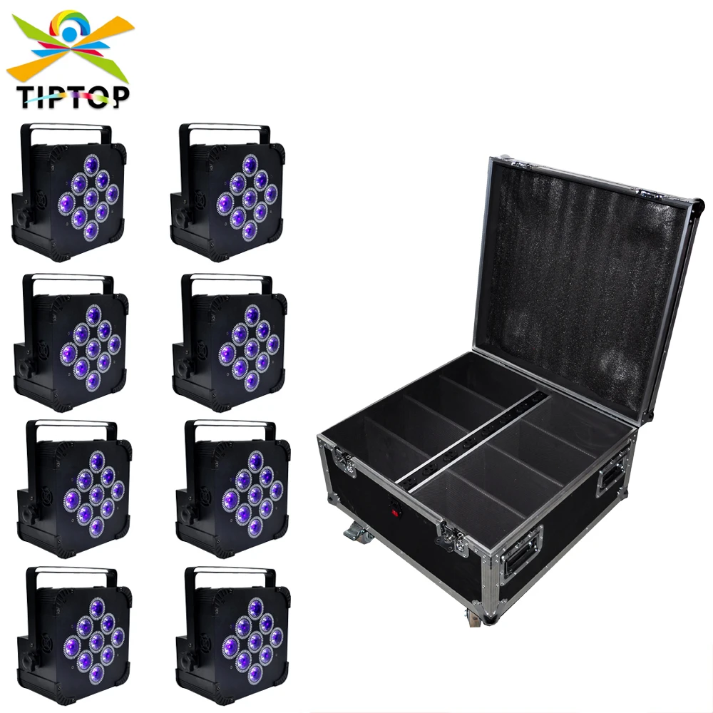 

Charging Flight Case Pack 9x18W RGBAW UV Remote Led Par Cans Stage Light LED Display 13500MHA Large Rechargeable Battery