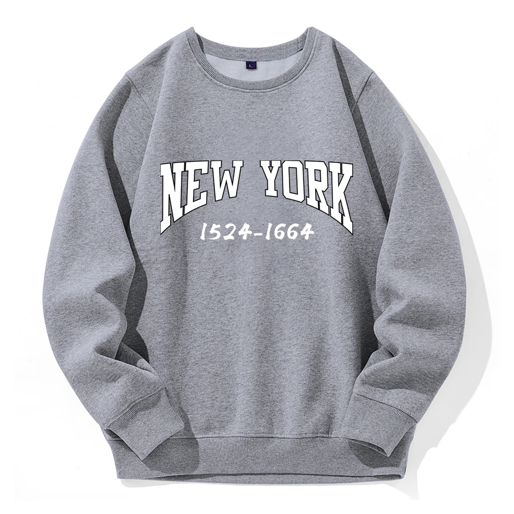 

New York 1524-1664 Hip Hop Letter Man Pullovers Loose Oversized Fleece Hooded Casual Basic Fleece Clothes Image Creative Hoodies