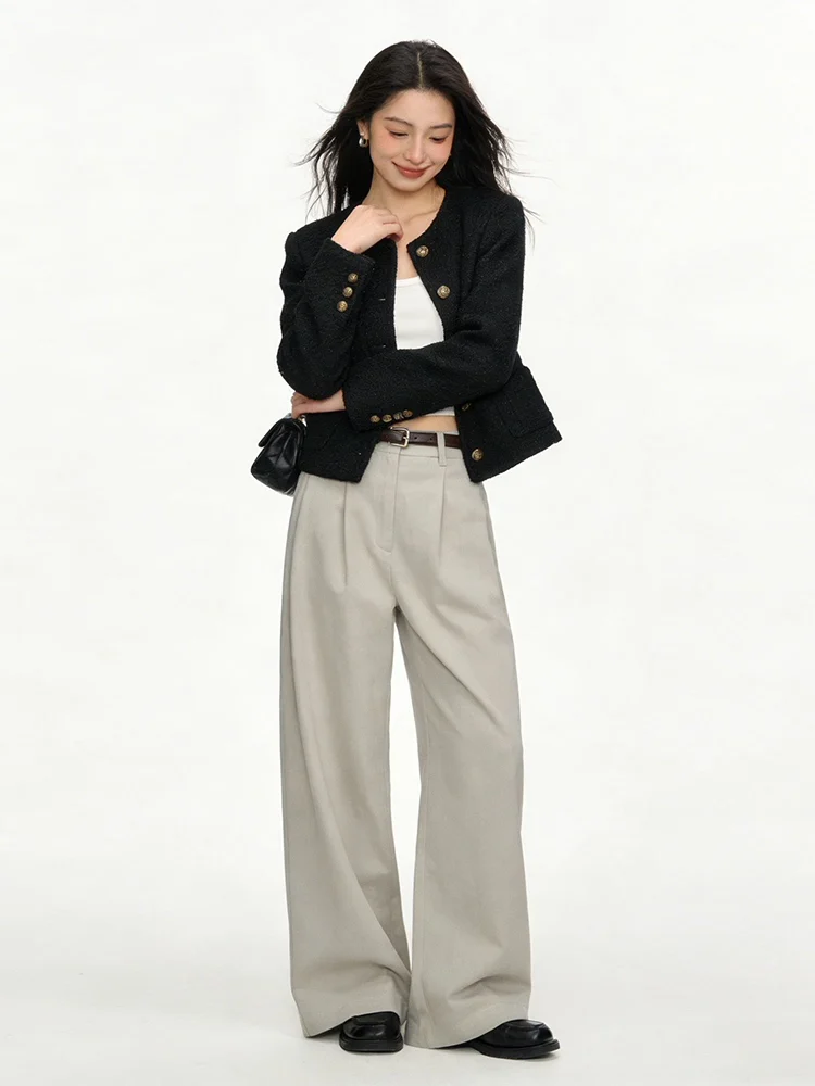 High Waist Draped Wide Leg Pants Casual Loose Straight Slimming Spring New Style Versatile Comfortable Breathable Women's Tro...