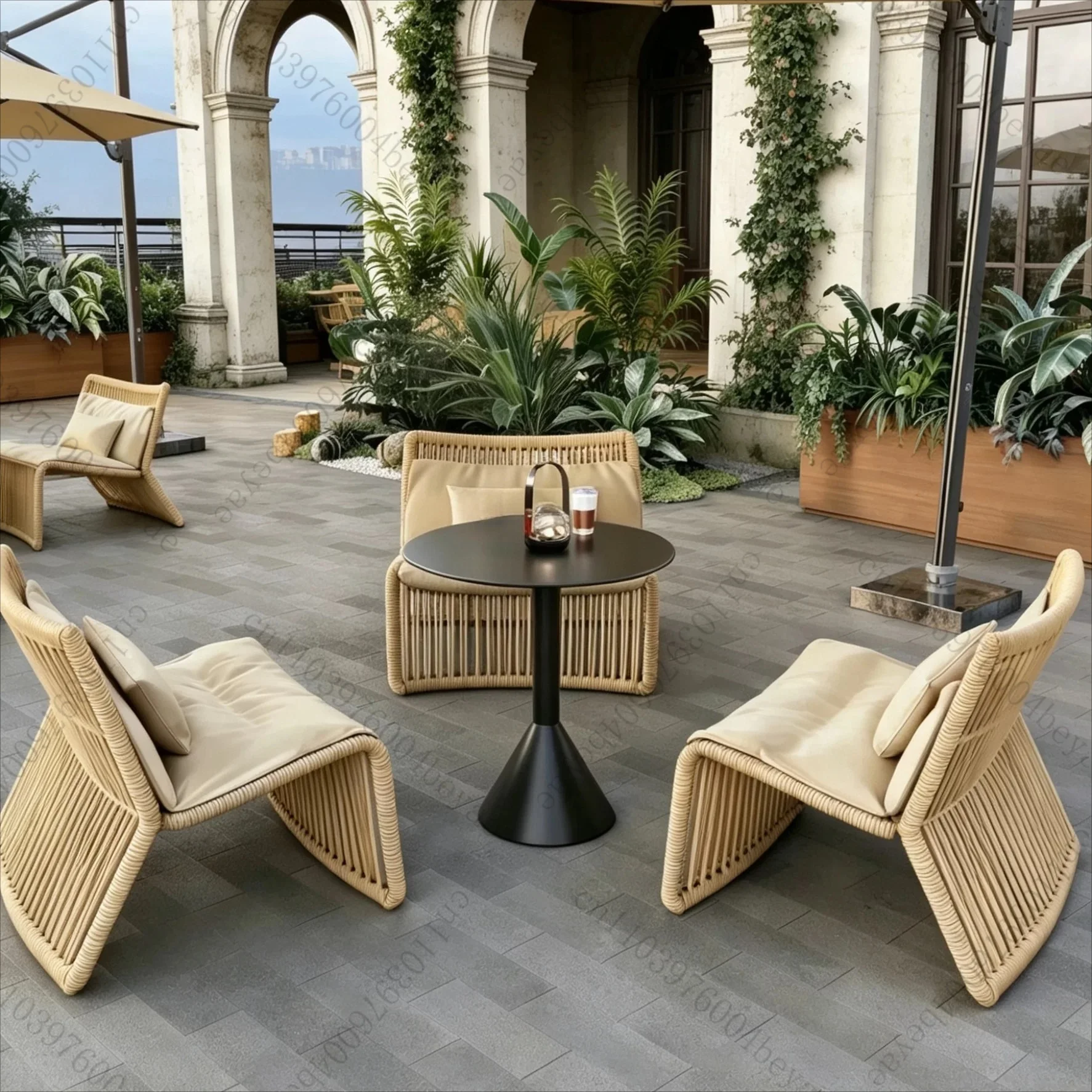 Café, outdoor sofa chairs, hotel guesthouses, terraces, outdoor courtyards, and outdoor rattan tables and chairs