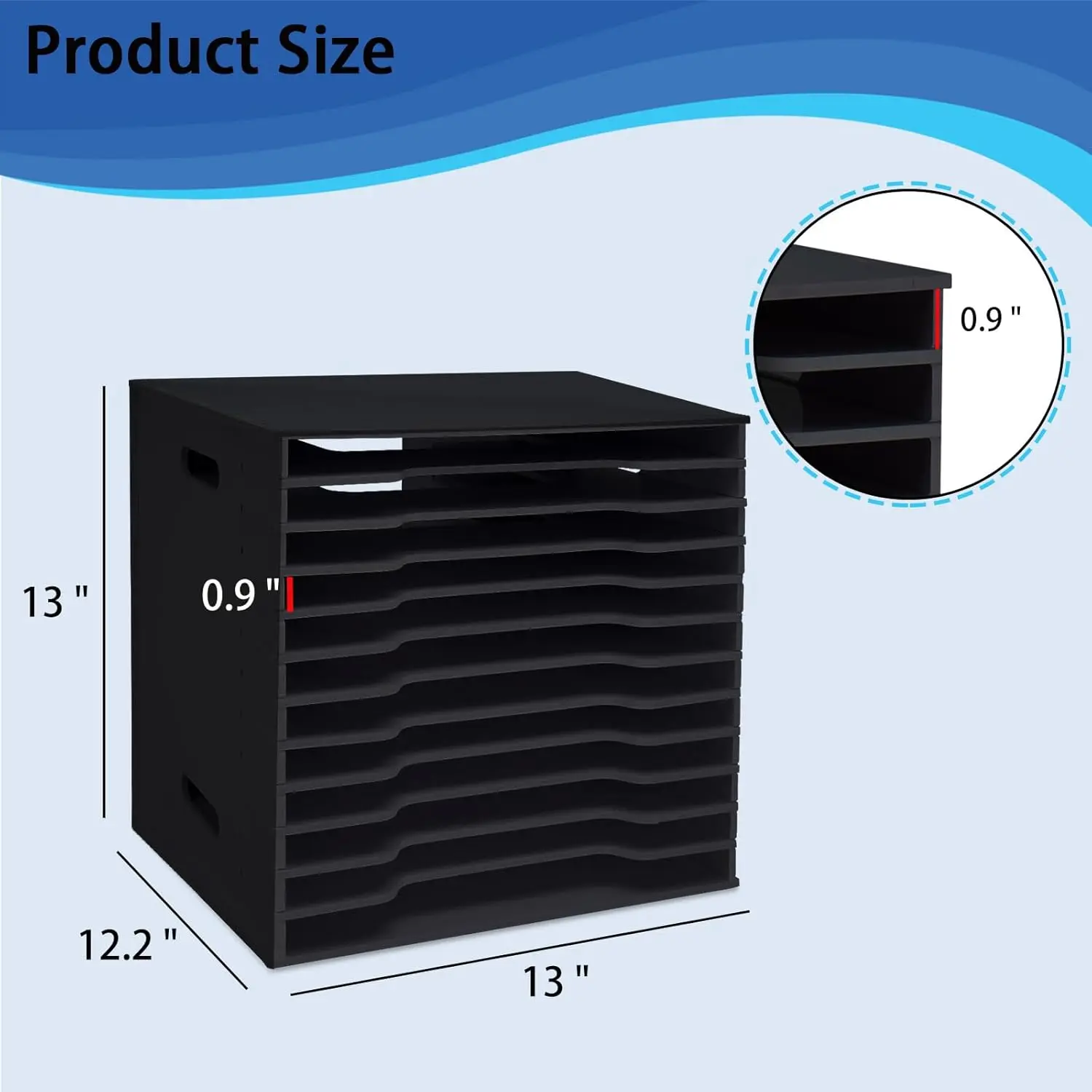 Scrapbook paper organizer, 12-layer file sorting storage, folder, desktop scrapbook paper organizer, black.