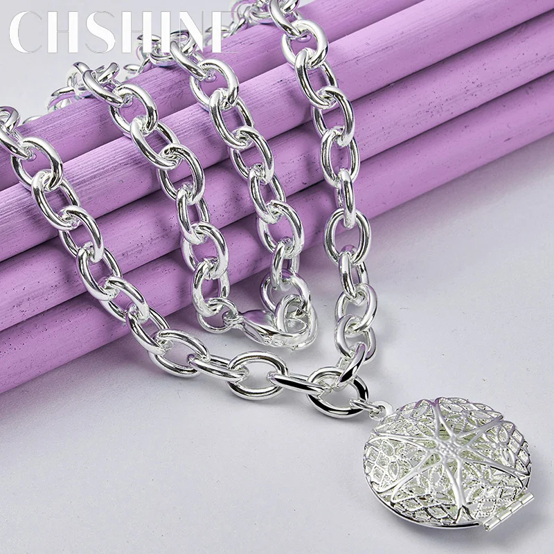 

CHSHINE 925 Sterling Silver Frame Photo Necklace For Women's Lady Wedding Engagements Fashion Charm Jewelry