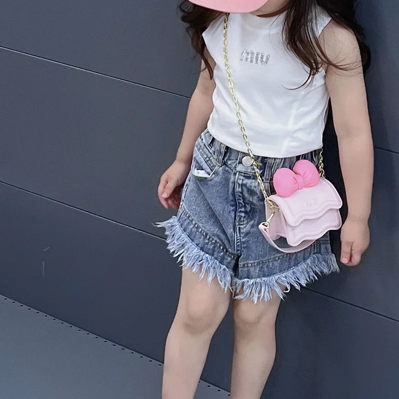 2025 New Korean Version Of The Mini Children's Shoulder Bag Cute Bow Chain Crossbody Small Bag Girls Princess Coin Purse