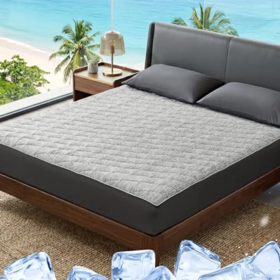 

Непромокаемый охлаждающий наматрасник Q-Max 0.45: Мягкий, бесшумный, дышащий чехол-топпер для матраса с глубокими карманами, подходит для матрасов 8-18 дюймов