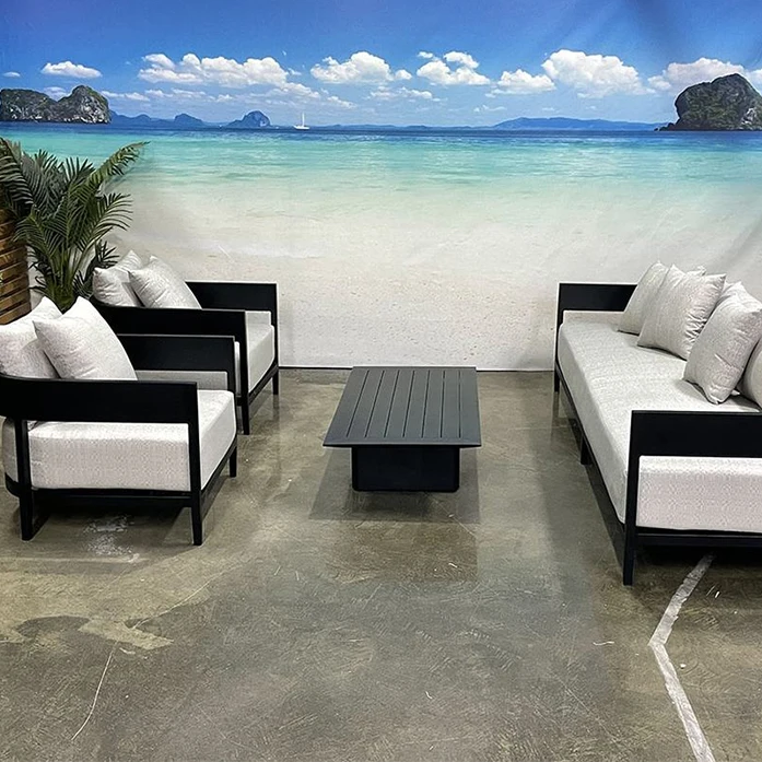 

Factory Wholesale Outdoor Furniture Metal Aluminum Sofa Living Room Garden Luxury Outdoor Terrace Sofa Customization