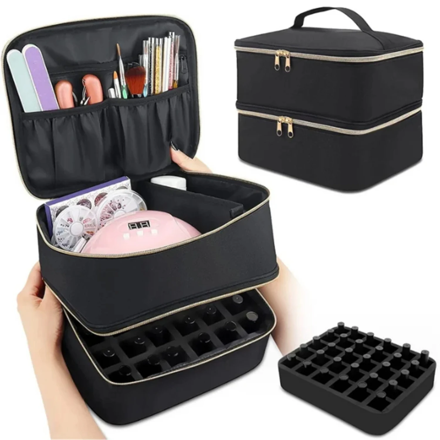 

Portable 30 Bottles Handbag Nail Polish Bag Nail Dryer Organizer Box Essential Oil Case Cosmetic Nailpolish Organizer