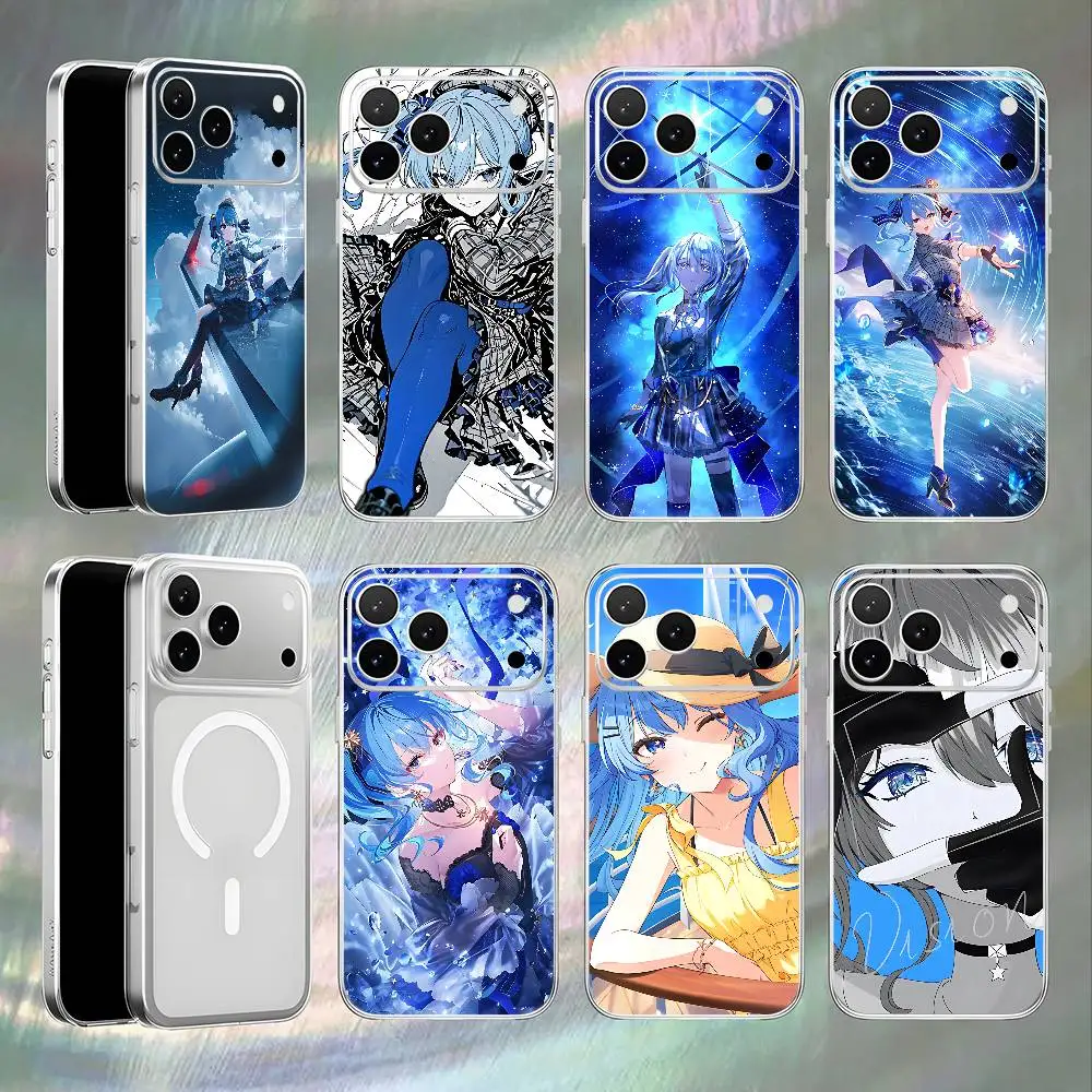 H-Hoshimachi S-Suisei For iPhone 17,16,15,14,13,12,11,Pro,Max,Plus Transparent White Phone Case Magnetic Wireless Charging