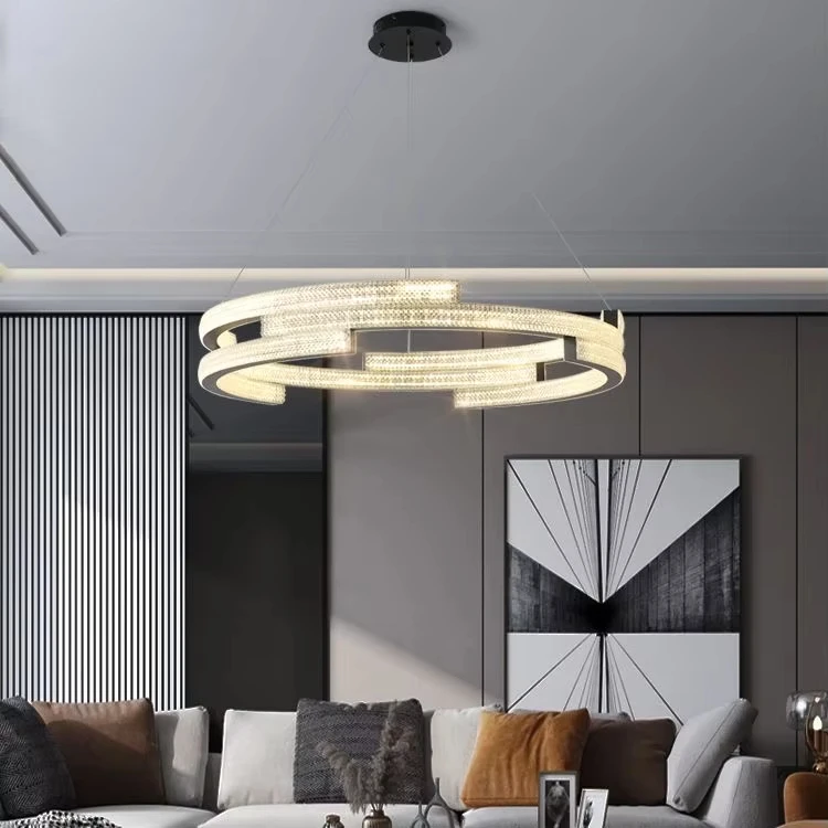 

Light luxury living room chandelier, post-modern minimalist designer high-end restaurant main light, creative personality ring